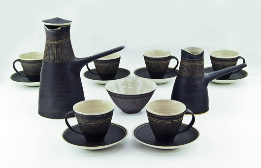Dame Lucie Rie and Hans Coper, six piece coffee set, circa 1960, est. NZ$8,000 - $12,000. Image courtesy of ART+OBJECT.